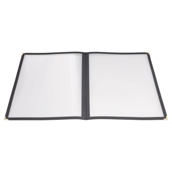 Book-Fold Double Panel Menu Cover - Black, 9-9/16 x 15
