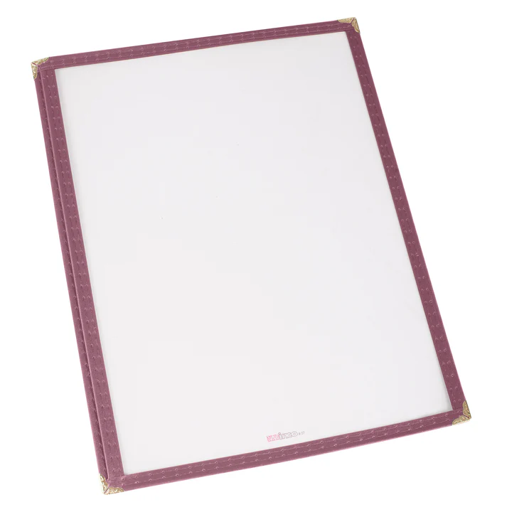  Single Pocket Menu Cover - Burgundy, 9-5/16 x 12-1/8