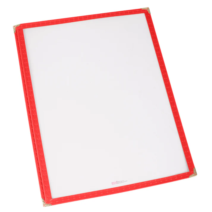 Single Pocket Menu Cover - Red, 9-5/16 x 12-1/8
