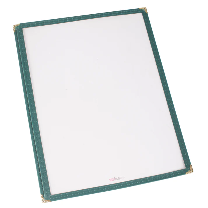  Single Pocket Menu Cover - Green, 9-5/16 x 12-1/8