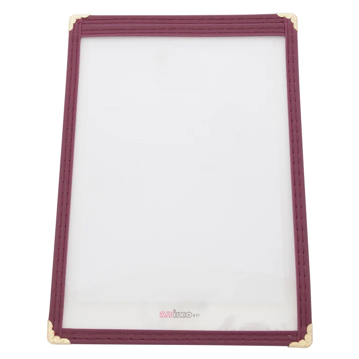 Single Pocket Menu Cover - Burgundy, 6-3/8 x 9-3/8