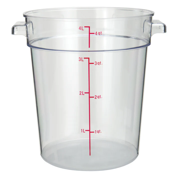 Round Storage Container, Clear Polycarbonate - 4 Quart