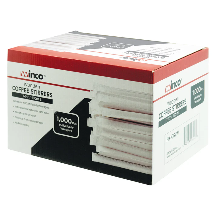 Wooden Coffee Stirrers, 7-1/2"L, 1,000 Pieces Individually Wrapped