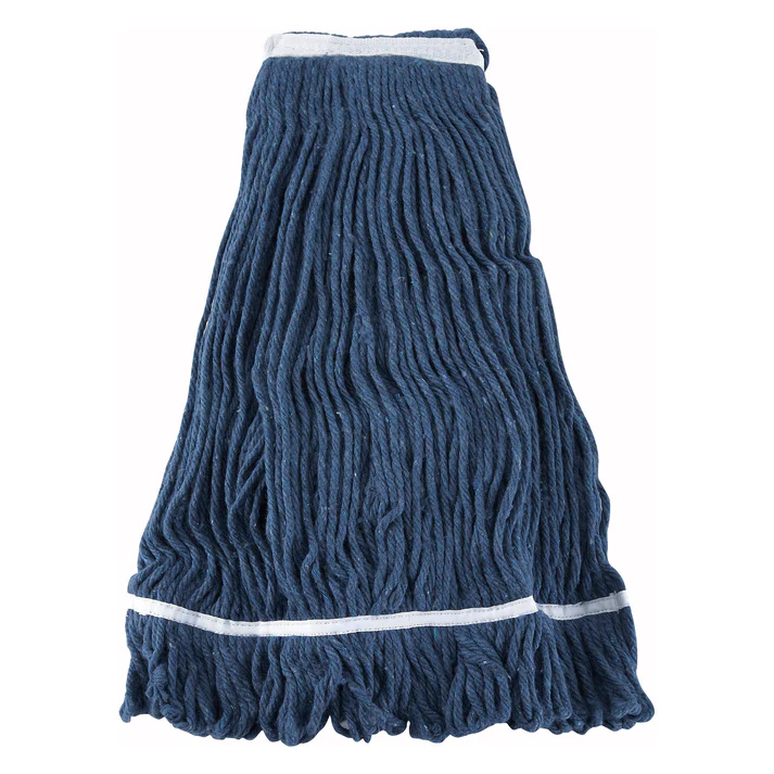 Premium Cotton-Poly Blend Looped End Wet Mop Head - Blue - 32oz/900g
