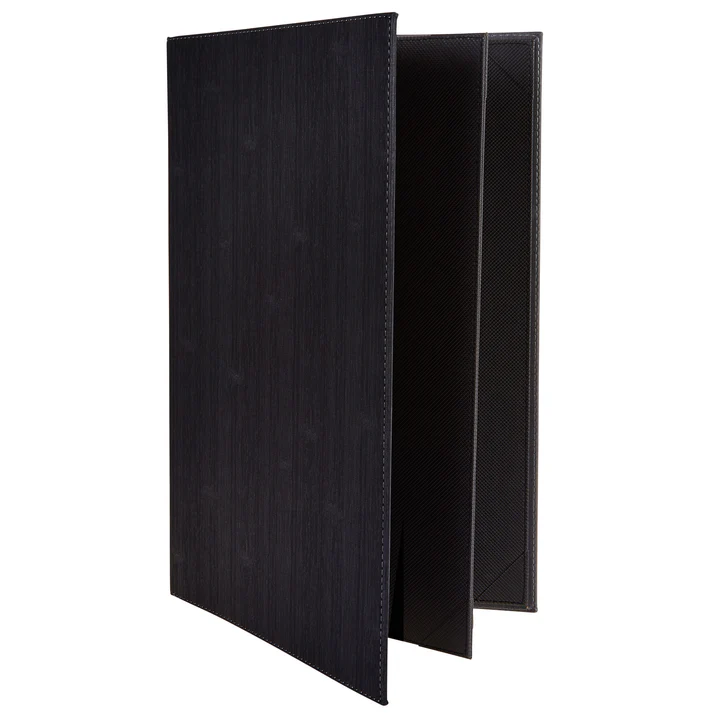 Four-View Menu Cover - Black, 8-1/2" x 11"
