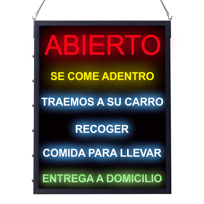 All-in-One "OPEN" LED Sign, Spanish
