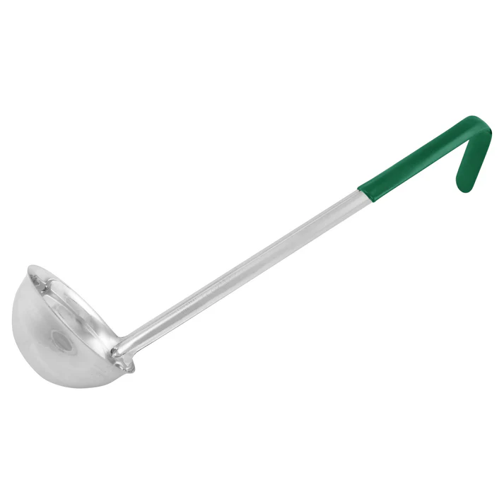 Winco Prime One-piece S/S 6oz Ladle, Green,NSF