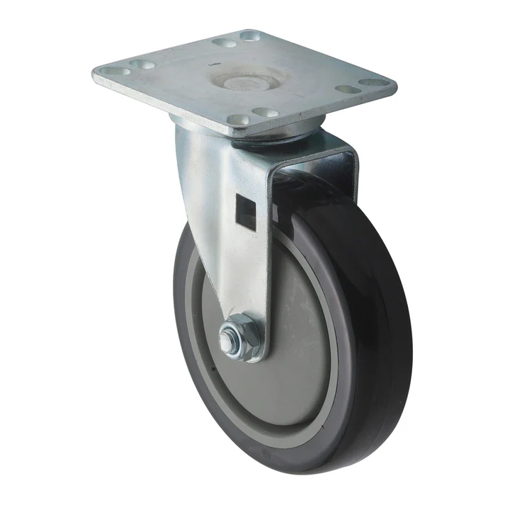 Universal Plate Caster Set, 3-1/2" Square Plate, 5" Wheels