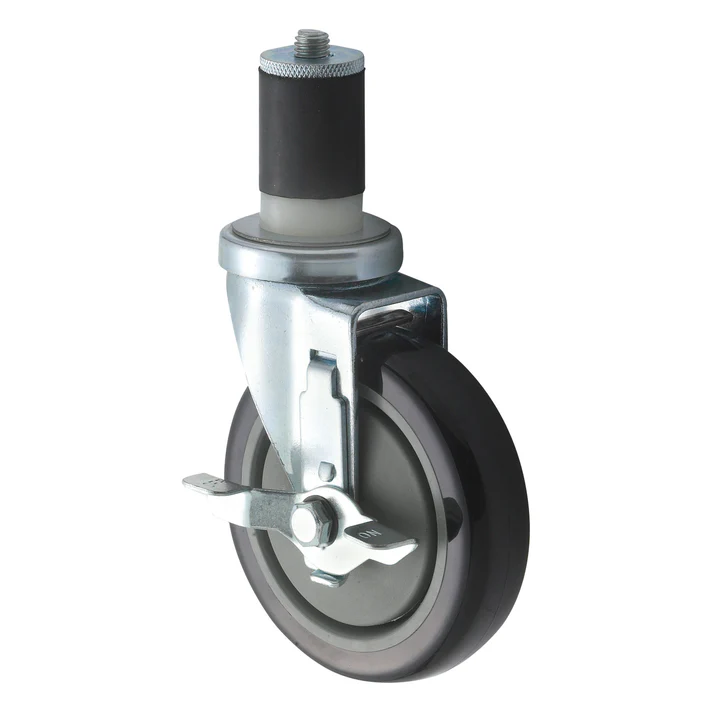 Workable Stem Caster Set with Brake, 5" Wheels