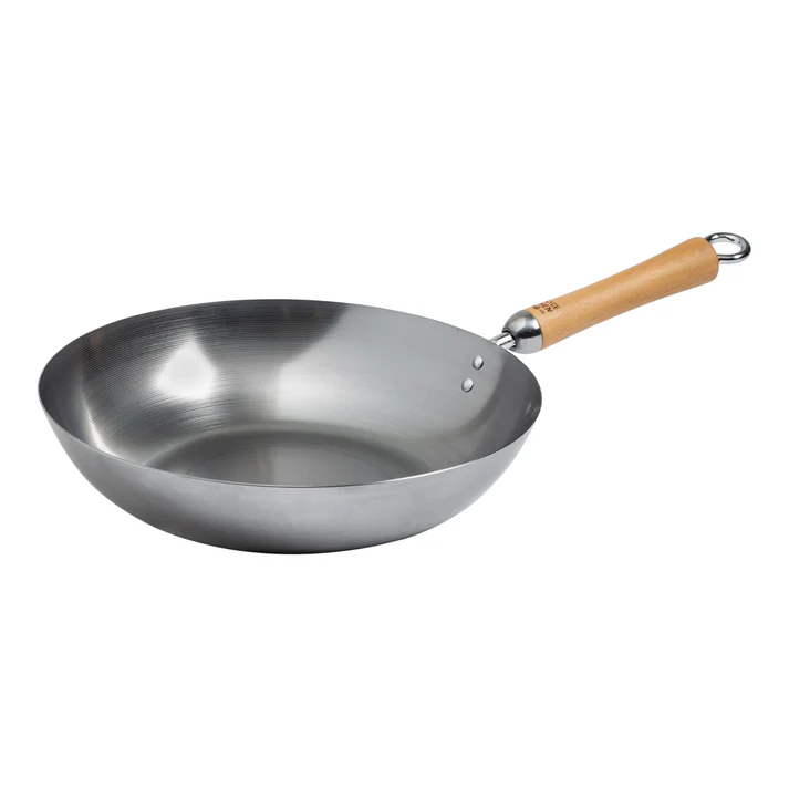 Joyce Chen Uncoated Carbon Steel Stir Fry Pan with Birch Handle, 12"