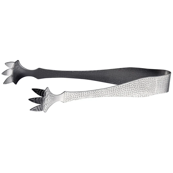7" Ice Tongs, 5 Prongs, Textured Stainless Steel