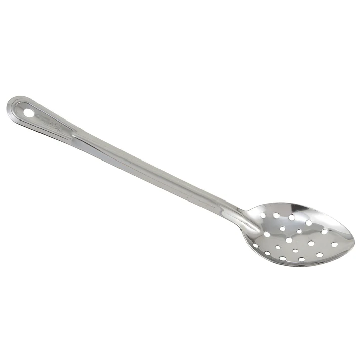 Winco Prime One-piece Stainless Steel Basting Spoon, NSF - Perforated, 11"