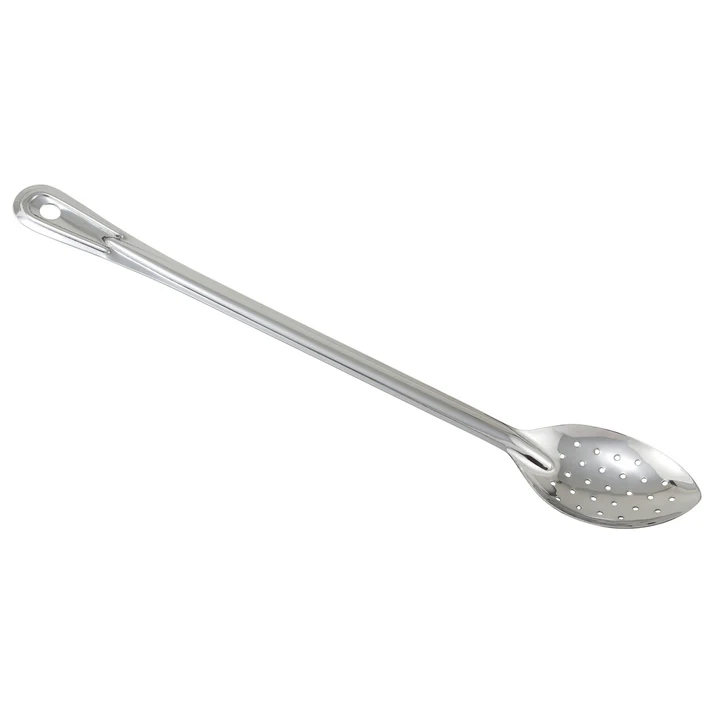 Winco Prime One-piece Stainless Steel Basting Spoon, NSF - Perforated, 18"