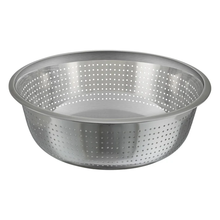  13" Diameter Stainless Steel Chinese-Style Colander with 2.5 mm Drain Holes