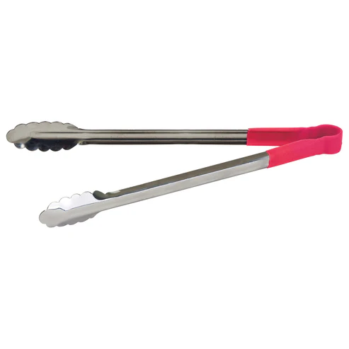  Heat Resistant Heavy-Duty Utility Tongs with Polypropylene Handle - 16", Red
