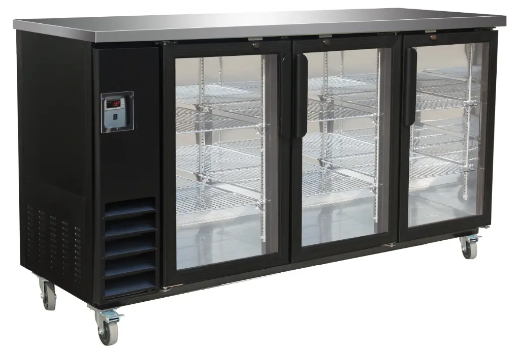 73" 3 Section Back Bar Cooler with Glass Doors 