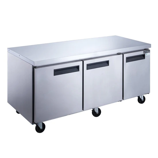 3-Door Undercounter Commercial Refrigerator in Stainless Steel