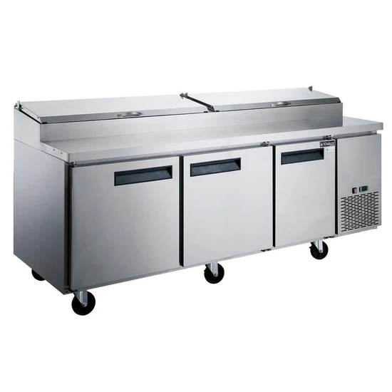 Commercial 3-Door Pizza Prep Table Refrigerator