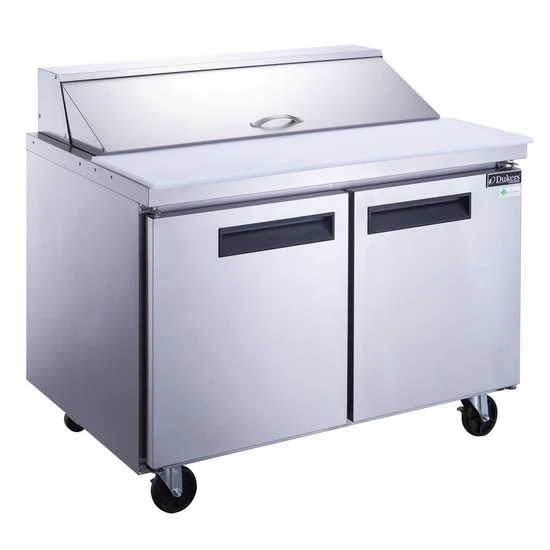 2-Door Commercial Food Prep Table Refrigerator in Stainless Steel