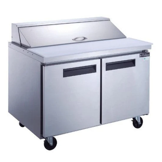 2-Door Commercial Food Prep Table Refrigerator in Stainless Steel