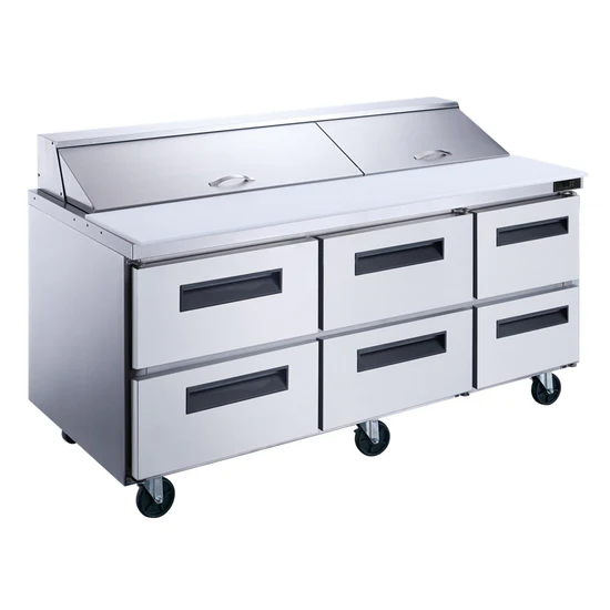 6-Drawer Megatop Commercial Food Prep Table Refrigerator in Stainless Steel