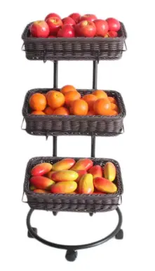 Vegetable & Fruit Basket Stand Square - 3 Baskets 
