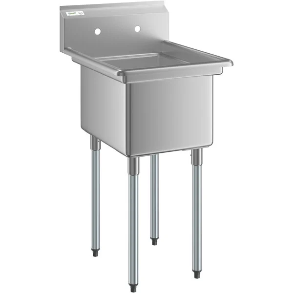 18GA.304S/S Sink, Galvanized Leg and Socket, Plastic Bullet Feet    / 16" x 20" x 12" / 1