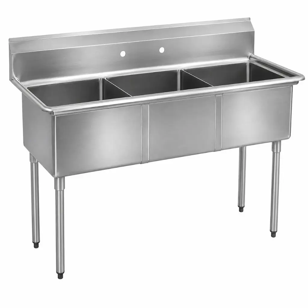 18GA.304S/S Sink, Galvanized Leg and Socket, Plastic Bullet Feet    / 10" x 14" x 10" / 3