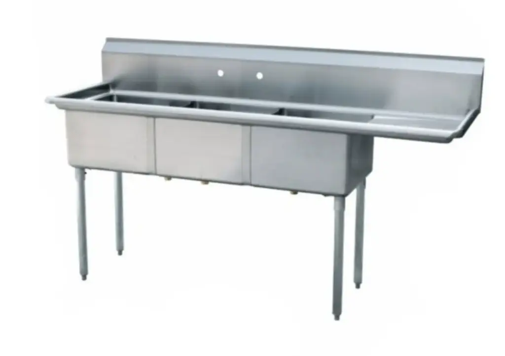 L&J LJ1216-3R 51" 3 Compartment Sinks / Right Drainboard