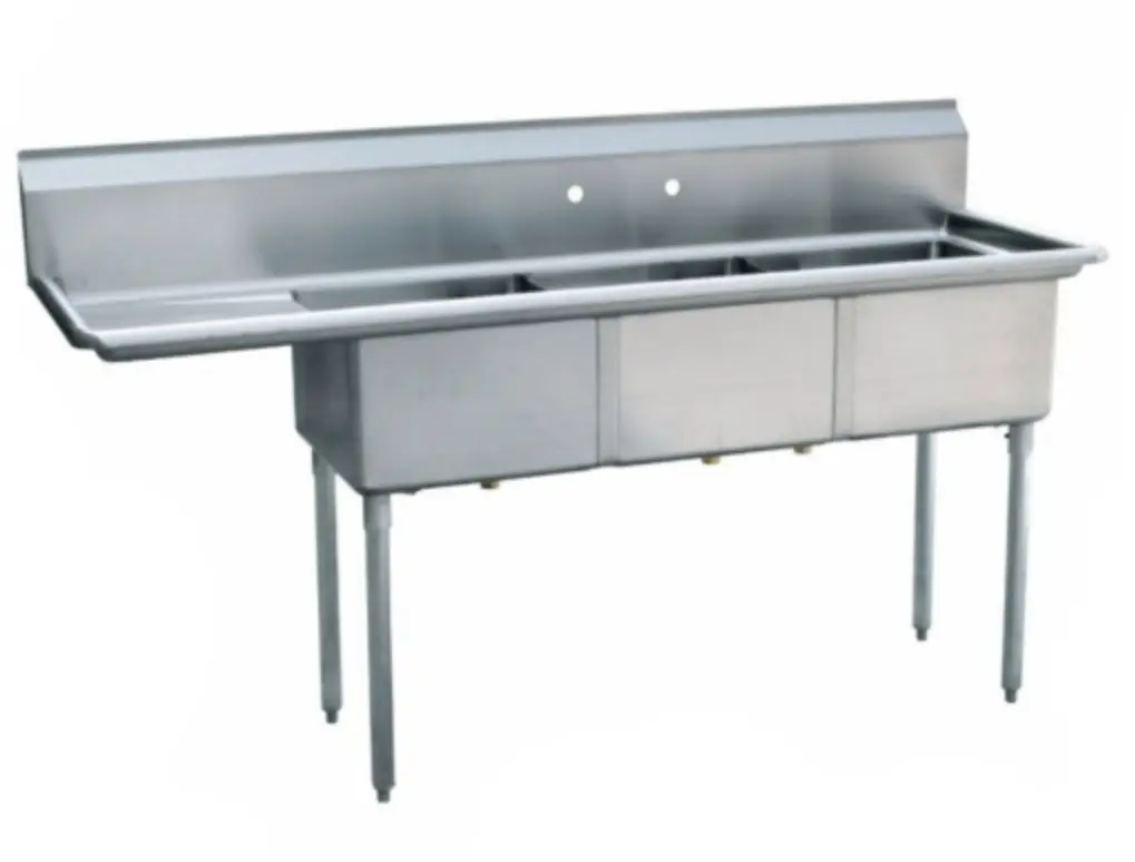 L&J LJ1416-3L 59" 3 Compartment Sink / Left Drainboard