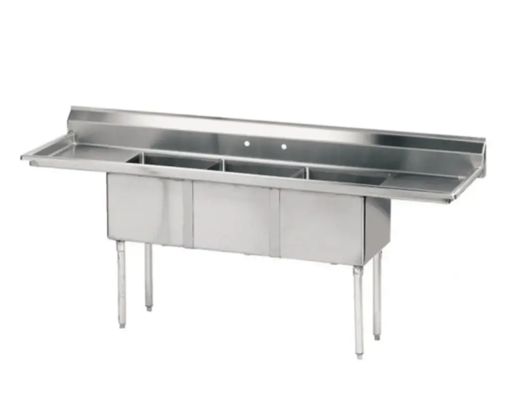 L&J LJ1416-3RL 72" 3 Compartment Sinks / 2 Side Drainboards  