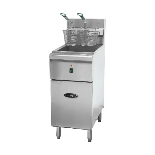 [SWEF-50] Serv-Ware 15" Full Pot Floor Model Electric Fryer, 50 lb, Stainless Steel, 200°F – 375°F, Thermostatic Controls 