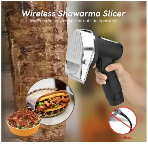 [KS100C] Electric KS100C Shawarma Knife, Cordless Battery Professional Turkish Knife with 2 Blades