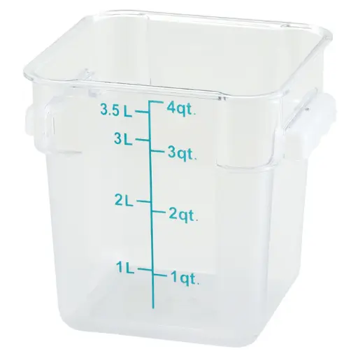 [PCSC-4C] Square Storage Container, Clear Polycarbonate - 4 Quart