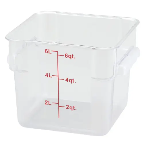 [PCSC-6C] Square Storage Container, Clear Polycarbonate - 6 Quart