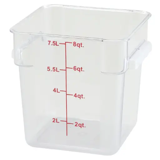 [PCSC-8C] Square Storage Container, Clear Polycarbonate - 8 Quart