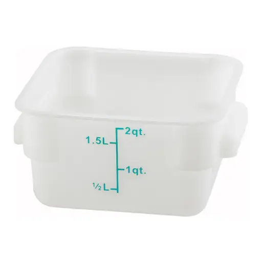 [PESC-2] Square Storage Container, White Polypropylene - 2 Quart