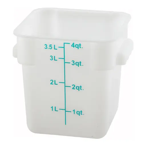 [PESC-4] Square Storage Container, White Polypropylene - 4 Quart