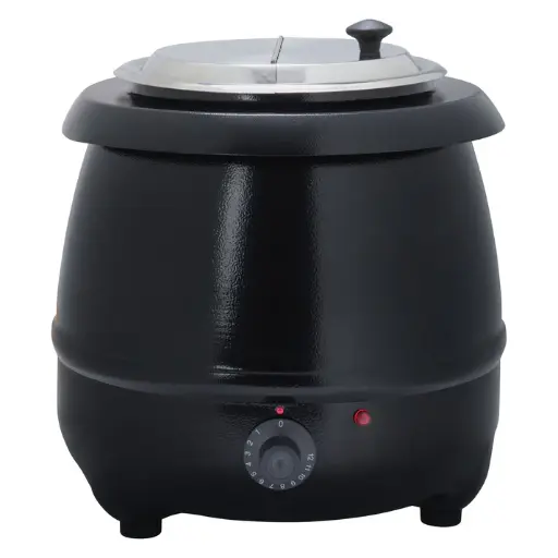 [ESW-66-I] Electric 10 Qt Deluxe Black Kettle Soup Warmer Set, 2200V