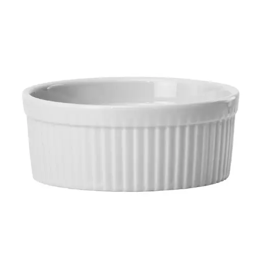 [FRR-10] Fluted Ramekin, 10 oz. White Porcelain, -Dozen - 