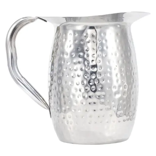 [WPB-2CH] 2 Qt Hammered S/S Bell Pitcher with Ice Guard
