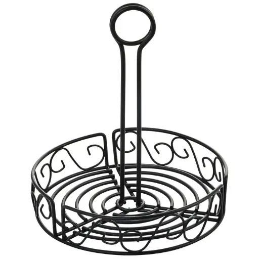 [WBKH-7R] 7-1/2" Round Wire Condiment Caddy with 9" Handle