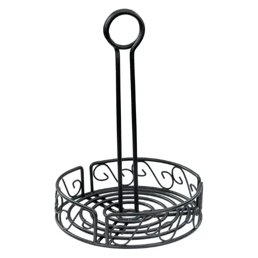 [WBKH-6R] 6-1/4" Round Wire Condiment Caddy with Handle