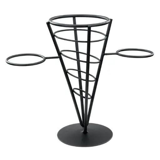 [WBKH-5] Single Cone French Fry Holder, Black Wire
