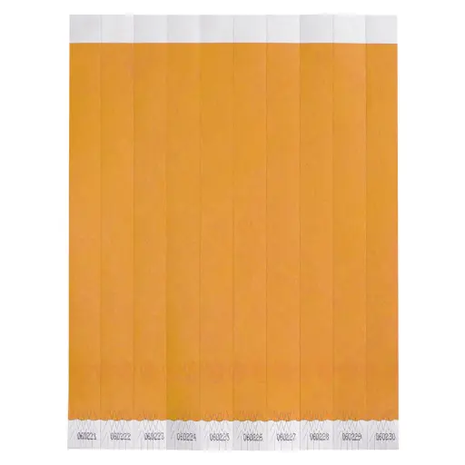 [WB-100O-S]  Bar Maid Waterproof Tear-Free Wristbands - Orange Solid (500 Pieces/Pack)