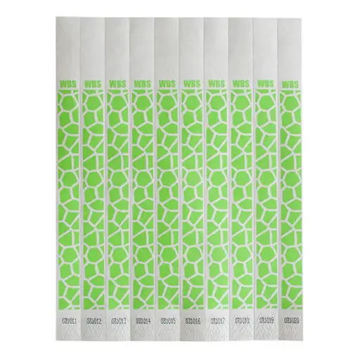 [WB-100G-D] Bar Maid Waterproof Tear-Free Wristbands - Green Pattern (500 Pieces/Pack)
