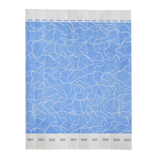 [WB-100B-D]  Bar Maid Waterproof Tear-Free Wristbands - Blue Pattern (500 Pieces/Pack)