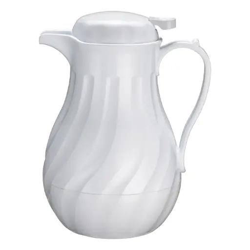 [VSW-64W] Swirl Pattern Push Button Insulated Beverage Server - White, 64 oz
