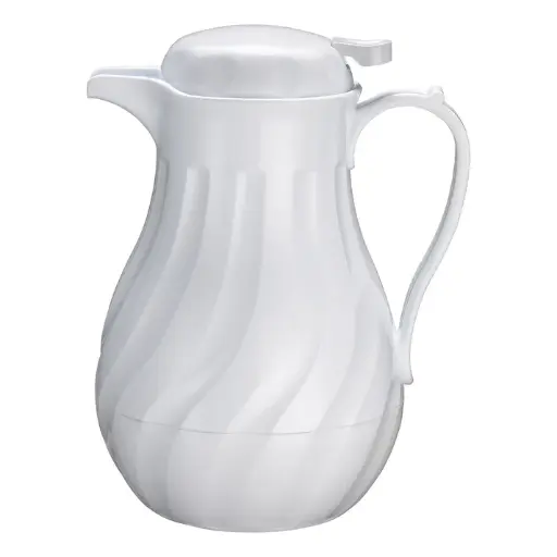 [VSW-20W] Swirl Pattern Push Button Insulated Beverage Server - White, 20 oz 