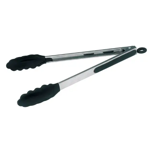 [UTS-12K] Silicone Grip Utility Tongs with Lock Clip, Stainless Steel - 12